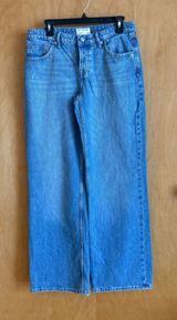 We The Free Wide Leg Jeans Women 28 Blue High Rise‎ Button Fly Denim Pants Photo 0
