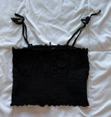 H&M‎ Divided Womens Size Small Scrunched Casual Black Tank Crop Top Summer Beach Photo 0