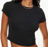 Aritzia TNA Ribbed Cropped Baby Tee Black Short Sleeve Fitted Top 2XS Photo 0