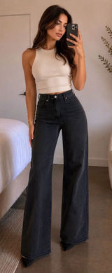 Levi’s Premium Ribcage Wide Leg Jeans W23 L32 Black Big E Zip Fly $110 Photo 0