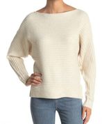 New Lush Lurex Ribbed Boat Neck Sweater Off The Shoulder Long Sleeve Cream Gold Photo 0