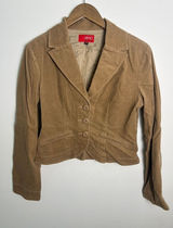 VTG Zinc Med Corduroy Blazer Tan Brown Crop Jacket Y2K Twee 90s Academia Gilmore Photo 0