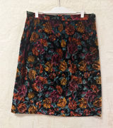 Nu-Bar Fashions Vintage Floral Velvet Pencil Skirt Womens 22W Made in USA Black Photo 0