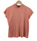 Ralph Lauren T-Shirt Womens M Coral Mock Neck Short Sleeve‎ Cotton Vintage Tee Photo 0