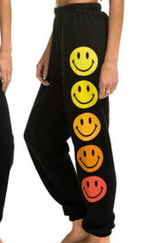 Aviator Nation Black Smiley Sunset Graphic Sweatpants - Size Medium Photo 0
