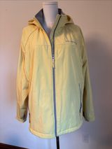 Free Country Pale Yellow Hooded Utility Jacket with Gray Trim Photo 0