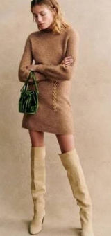 Sézane Enola Dress Light Camel Mohair Wool Belted Mini Dress M NWT Photo 0