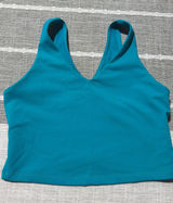 Women's athletic Tank Top Teal Blue V-Neck Cross Back Sports Bra Size small Photo 0