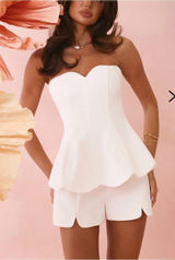 HELLO MOLLY DEWDROP DREAMS STRAPLESS TOP WHITE - M Photo 0
