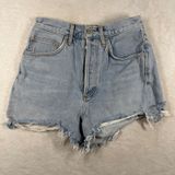 AGOLDE Parker High Rise Cut Off Denim Shorts Light Wash Blue A083E-811 Size 26 Photo 0