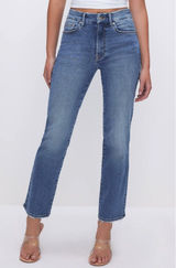 Good American Always Fits Good Legs Straight Jeans High Rise Blue Womens 14 / 32 Photo 0