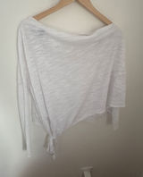 We The Free Free People White Slub Knit Side Tie Off Shoulder Top Womens XS Photo 0
