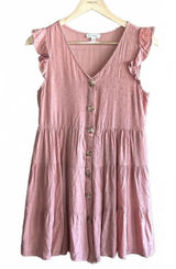 Blu Pepper Womens Dress Size Small Pink Swiss Dot Baby Doll Button Up Photo 0