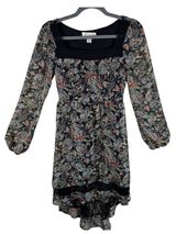 Band of Gypsies Paisley Print Long Sleeve Square Neck Lace Hi Low Dress Size S Photo 0