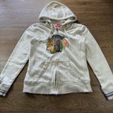 Mitchell & Ness Women's Chicago Blackhawks Zip Hoodie Cream Size M Distressed Photo 0