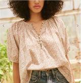 The GREAT. The Honey Top in Cream Mini WildFlower Print Women’s size 1 Small Photo 0
