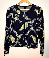 Ann Taylor Factory Zip Up Long Sleeve‎ Floral Sweater Size S Chic Career Office Photo 0