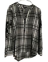 Simply Vera Wang Plaid Detailed Button Up Flannel Half Shirt Pullover Photo 0