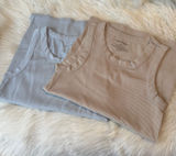 Ingrid & Isabel Ribbed Tank Tops Set of 2 Blue Tan Size M Photo 0