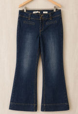 Pilcro And The Letterpress Cropped High Waist Wide Leg Dark Wash Denim Jeans 31 Photo 0