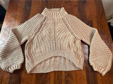 Free People My Only Sunshine Cotton Chunky Knit Mock Neck Sweater Tan Small Photo 0