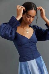 Anthropologie Puff-Sleeved Sweetheart Blouse Size XS Photo 0