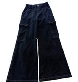 Altard State Jeans Women’s Black S Wide Leg Cargo Contrast Stitch Cotton Photo 0