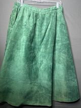 Vintage Intuition Sport Womens L Green Genuine Suede Leather A Line Midi Skirt Photo 0