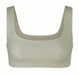 SKIMS‎ Faux Leather Scoop Neck Bra Womens M Sand Beige Excellent Edgy Athleisure Photo 0