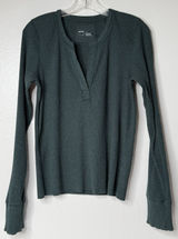 Aerie Fireside Ribbed Long Sleeve Open Henley‎ Top Size L Green Festival Casual Photo 0
