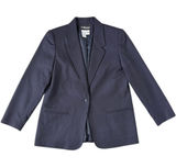 Sag Harbor 100% Wool Navy Blazer Women Petite 12P Tailored Single Button Photo 0