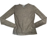 Just Polly New York Black Sheer Mesh Long Sleeve Top Crew‎ Neck Slim Fit Small Photo 0