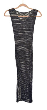 Shein Periwinkle Crochet‎ Fishnet Maxi Dress XS Sheer Bodycon Festival Goth Photo 0
