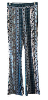 Iris Blue Multi Paisley Floral Bell Bottom Leggings Women Sz S Photo 0