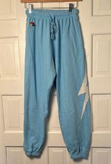 Aviator Nation Light Blue Womens Sweat Pants Size Small Lightning Bolt Photo 0
