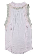 Free People Dale‎ Tank Top Ballet Ribbed Lace Open Back Pink OB980491 M Photo 0