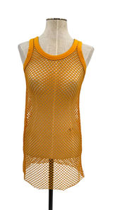 Jaded London Fishnet Mesh Tank Top Yellow Festival Y2K Sheer US 4‎ Photo 0