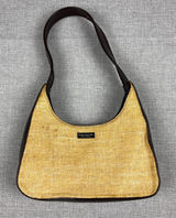 Kate Spade New York Shoulder Bag Womens Small Tan Raffia Leather Woven Zip Photo 0