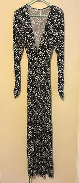 Free People Long Sleeve V-Neck Wrap Maxi Dress Animal Print Size 6 Photo 0