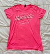 Nashville Tennessee Baby Tee Womens Small Music City USA Graphic Pink Music Photo 0