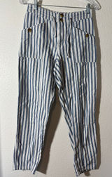 American Eagle Outfitters Women's Size 4 Blue White Striped Pants Tapered Crop Photo 0