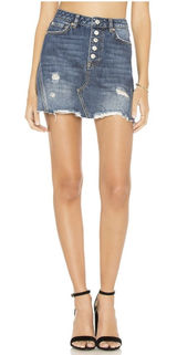 Free People We The Free Denim A-Line Mini Skirt‎ in Dark Denim Size 26 Photo 0