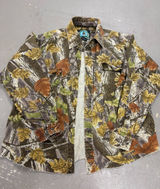 Vintage Master Sportsman Camo Button Up Shirt Womens XL Raw Hem Real Tree Leaves Photo 0