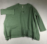 Free People Orion Tunic Sweater Womens Small Green V Neck Ribbed Hem OB1721246 Photo 0