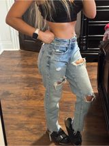 Garage High-Rise Distressed Light Blue Women’s Mom Jeans Photo 0