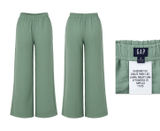 Gap Gauze Wide Leg Pants Womens S Green Cotton Pull On Elastic Waist Lagenlook Photo 0