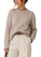 Joie Womens Mock Neck Sweater XS Beige Minimal Cozy Indie Granola Quiet Luxury Photo 0