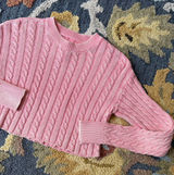 Aerie Pink Cable-Knit Crewneck Sweater Size XS Photo 0