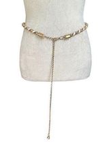 Gold & White Spiral Waist Chain Belt With Dangling Charm & Adjustable Clasp W27 Photo 0