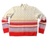 St Johns Bay Womens Mock Neck Fair Isle Cable Knit Sweater Cream Red Large Photo 0